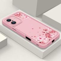 Pink Sakura Pattern Shockproof Case For iPhone 16 Pro Max 15 Plus 14 Pro 13 12 11 XS XR 8 7 TPU Soft Matte Silicone Phone Cover Shell iPhone 13 rožinė