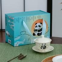 Chinese Style Panda Ceramic Cover Bowl Cup Kung Fu Tea Set Restaurant Home Brewing Tea Bowl Single High End Gift Giving Ceramic Tea Set 150ml