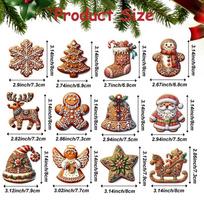 Gingerbread Ornaments 24pcs Santa Elk Snowflake Bell Snowman Wooden Christmas Ornaments Farmhouse Christmas Decor for Christmas 12pcs
