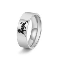 8MM Wide Mens Titanium Tiger Ring Smooth Surface Stylish Bold Fashion Jewelry 6 sidabras