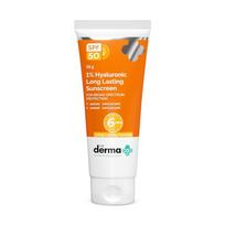 The Derma Co SPF 50 PA++++ Ilgai išliekantis apsauginis kremas nuo saulės su hialuronine priežiūra Vandeniui ir prakaitui atsparus Lengvas 50 g Kasdienis