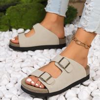 Nauji Unisex 35-43 Vyriški Moteriški Kamštiniai Šlepetės Odiniai Mulas Klumpės Šlepetės Aukštos kokybės Minkštos Kamštienos Dviejų Sagčių Slides Avalynė 42 pilka