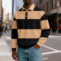 Men's Casual Loose-fitting Top Button-down Collar Long Sleeves L