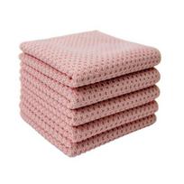 5Pcs Microfiber Dishcloths Absorbent Textured Reusable Rag Kitchen Cleaning Cloth for Washing Dishes Wiping Glassware 30 cm rožinė