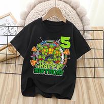 Teenage Mutant Ninja Turtles Short Sleeves T-shirts Cartoon Kids Birthday Number 1-9 Tops Printed Tees Summer Children Clothing 110