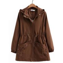 Spring and Autumn Women's Short Windbreaker Jacket Spring and Autumn Large Hooded Western Style Top 3XL black
