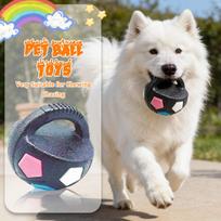 Rubber Dog Chew Ball With Handle, Interactive Toy For Aggressive Chewers, Teething Toy For Small/Medium/Large Dogs, Colorful Squeaky Pet One Size