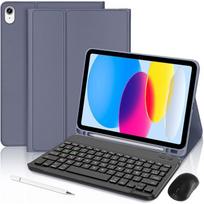 Keyboard Case for iPad A16 (11  ) / iPad 10 2022 - Purple with Wireless Mouse, Stylus and Bluetooth Keyboard
