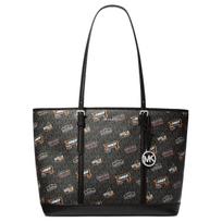Michael Kors Jet Set Logotipo Monogramos Dengto Drobės Pirkinių Krepšys Moteriškas krepšys Juodas 35T5STVL9V-BLACK Basic Set (Bag+Dust Bag)