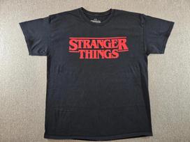 Stranger Things Graphic 100% Cotton T-shirt Mens Tees Top Black Size Large Classic Netflix Series Tee 2XL