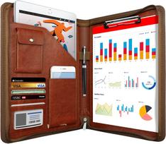 Zippered Padfolio Organizer Leather Planner Binder 10.2 Inch Portfolio Folder For Documents Letter Size Business Card Holder Quality