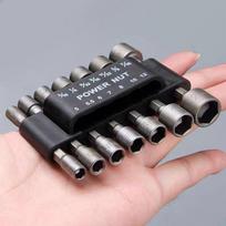 Pneumatic Magnetic Socket & Wrench Set: Extended Hex and Electric Drill Bits 9-piece set