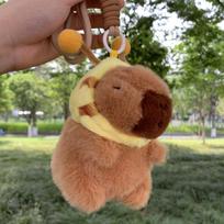 Cute Bee Capybara Plush Toy Kawaii Animals Fluffy Capibara Keychain Soft Stuffed Bee Backpack Tentacle Hat Pendant Birthday Gift
