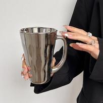 Creative Silver Mug with Handle Milk Cup Coffee Cup Modern Simple Universal Water Cups Drinkware Home Decoration Gift 301-400ml sidabras