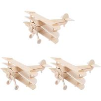 DIY Airplane Model Toy Wood Airplane Kit for Kids Decor 3Pcs Assembly