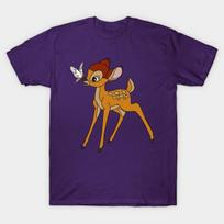 Men Black Print T-shirt Bambi No-Cut Transfer Paper Print Cotton Tshirt XL violetinė