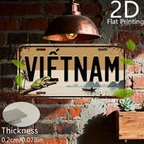 Vintage Rustic VIT NAM Halong Bay Scenery Frog Silhouette License Plate D Flat Aluminum Tin Sign Wall Art Decor for Southeas 15x30cm(5.9x7.8inch)