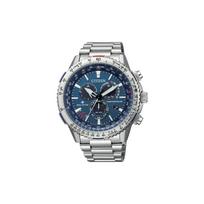 CITIZEN Eco-Drive serijos radijo bangomis valdomas laikrodis Plieninė apyrankė Eco-Drive kvarcinis Plieninė apyrankė Vyriškas laikrodis Mėlynas ciferblatas CB5000-50L mėlyna