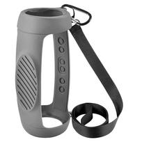 Silicone Case Cover For JBL Charge 5 Bluetooth Speaker Travel Carrying Protective Bag With Shoulder Strap And Carabiner pilka spalva