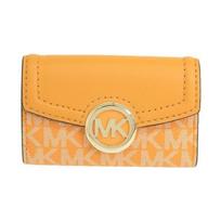 MICHAEL KORS Brand logo decorated with presbyopia print, coated canvas and leather, key bag, regular, women's, light orange light orange oranžinė