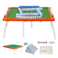 heizi Mahjong Portable Mahjong Table with and Scoring Sticks Full Set Mahjong Set Foldable, Compact, Legs, Dice, - (Blue Tiles)