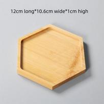 Bonsai Holder Planters Pot Stander Hexagon Rectangle Round Square Bamboo Wood Tray Flowerpot Base hexagon-11.5cm
