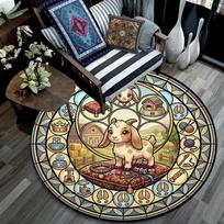 Royal Goat Kingdom Round Area Rug Under Office Chairs Bedroom Living Room Home Decor 80cm x 80cm