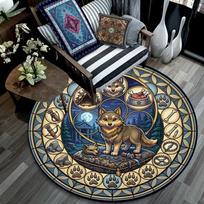 Wolfs Journey Through Time Round Area Rug Under Office Chairs Bedroom Living Room Home Decor 80cm x 80cm