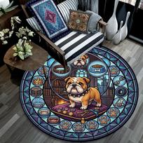 Royal Bulldog Legacy Round Area Rug Under Office Chairs Bedroom Living Room Home Decor 80cm x 80cm