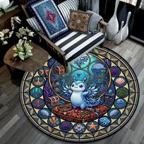 Underwater Fantasy Window Round Area Rug Under Office Chairs Bedroom Living Room Home Decor 80cm x 80cm