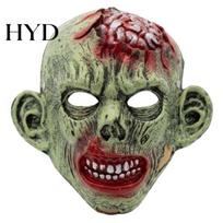 Halloween Zombie Mask Green Mask, Realistic Full Face with Simulated Secret Room Scary Decor Damaged Flesh And Blood Texture for Party Cosplay žalia