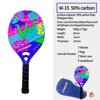 The new Beach tennis racket Children carbon fiber tennis racket With protective bag outer grip wrist care gift Paddle racket W-15 blue