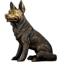 Aris & Juno Brass Wolf Dog Feng Shui Statue – Chinese Protection & Good Luck Figurine for Entryway, Home Office Desk or Shelf Decor, Gift for Boss,