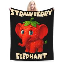 Strawberry Elephant Funny Italian Brainrot Gaming Meme Blankets Quality Super Soft Bedding Throws Winter Picnic Couch Bed Size: 75*100cm, Weight: 230 GSM