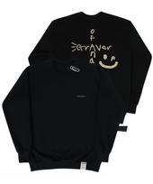 Graver [Unisex] Cross Smile Drawing Sweatshirt_Black Black_Beige Print/L