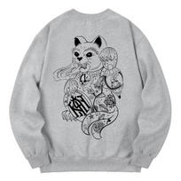 Khan 6312 Kmg0057 Maneki-Neko Fleece-Lined Sweatshirt - Gray L