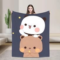 Bubu Dudu Merry Christmas Soft Warm Blankets Airplane Travel Plush Throw Blanket Funny Bedroom Flannel Bedspread Sofa Bed Cover Size: 75*100cm, Weight: 230 GSM