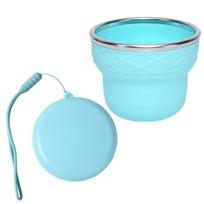Easy To Clean Portable Folding Cup With Lid Foldable Drinking Cup  Outdoor Travel mėlyna
