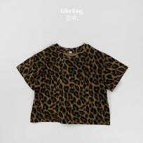 Kids Leopard Print Crew Neck Short Sleeve Casual T Shirt For Boys And Girls 80cm leopardo rašto spalva