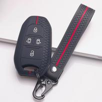 Key Cover for Peugeot 3008 5008 2008 308 508 Citroen C4 C5 C6 C3 Aircross C4 Picasso with Keychain Honeycomb Texture Shockproof Smart Key Fob Sleeve juoda