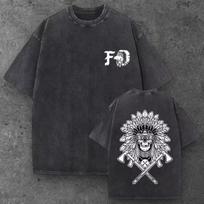 Mens War Bonnet Skull Tomahawk Oversized T Shirt Black Grunge Aesthetic S-2XL S įvairiaspalvis