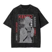Nanami Kento Jujutsu Kaisen Printed Tshirt Mens and Womens Washed Tshirt High Quality Vintage Cotton Tshirt Harajuku Tops S įvairiaspalvis