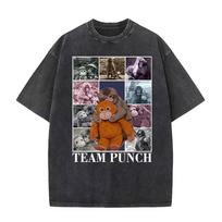 Baby Cute Monkey Punch Graphic Funny T Shirts Unisex Harajuku Short Sleeve TShirt Unisex Vintage Washed Crewneck Tshirt Streetwear S įvairiaspalvis