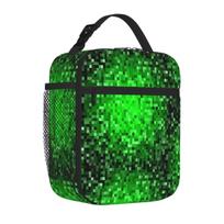 Bestselling Pixel Static Green Graphic Camping Lunch Bag Overnight Trip Lunch Bag One Size