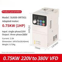 Įvestis 220V į Išvestis 380V VFD Dažnio keitiklis Inverteris 0.75/1.5/2.2/3.7/4/5.5 KW Variklio greičio reguliatorius 220V