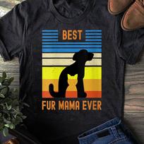 Womens Funny Best Fur Mama Ever Vintage Retro Dog Cat Mom Owner - Dog Lover Gift- Funny Dog - Mom Lovers - Mother's Day XL