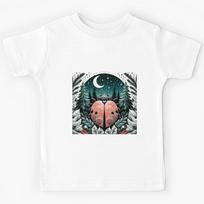 Boho Woodland Ladybug Under Crescent Moon Kids T-Shirt 150