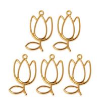 5x/Set Tulips Flower Frame Pendant Blank Open Bezel Setting Frame for w/ Loop Cr 1 auksas