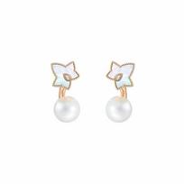 Lola Rose Ivy series single leaf white mother-of-pearl earrings women's white LR60028 auksas