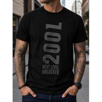 Men's 2001 Next Level Unlocked Graphic T-Shirt, Short Sleeve Crew Neck Casual Tee, Soft Cotton Blend Top For Everyday Wear And Street Style S juoda